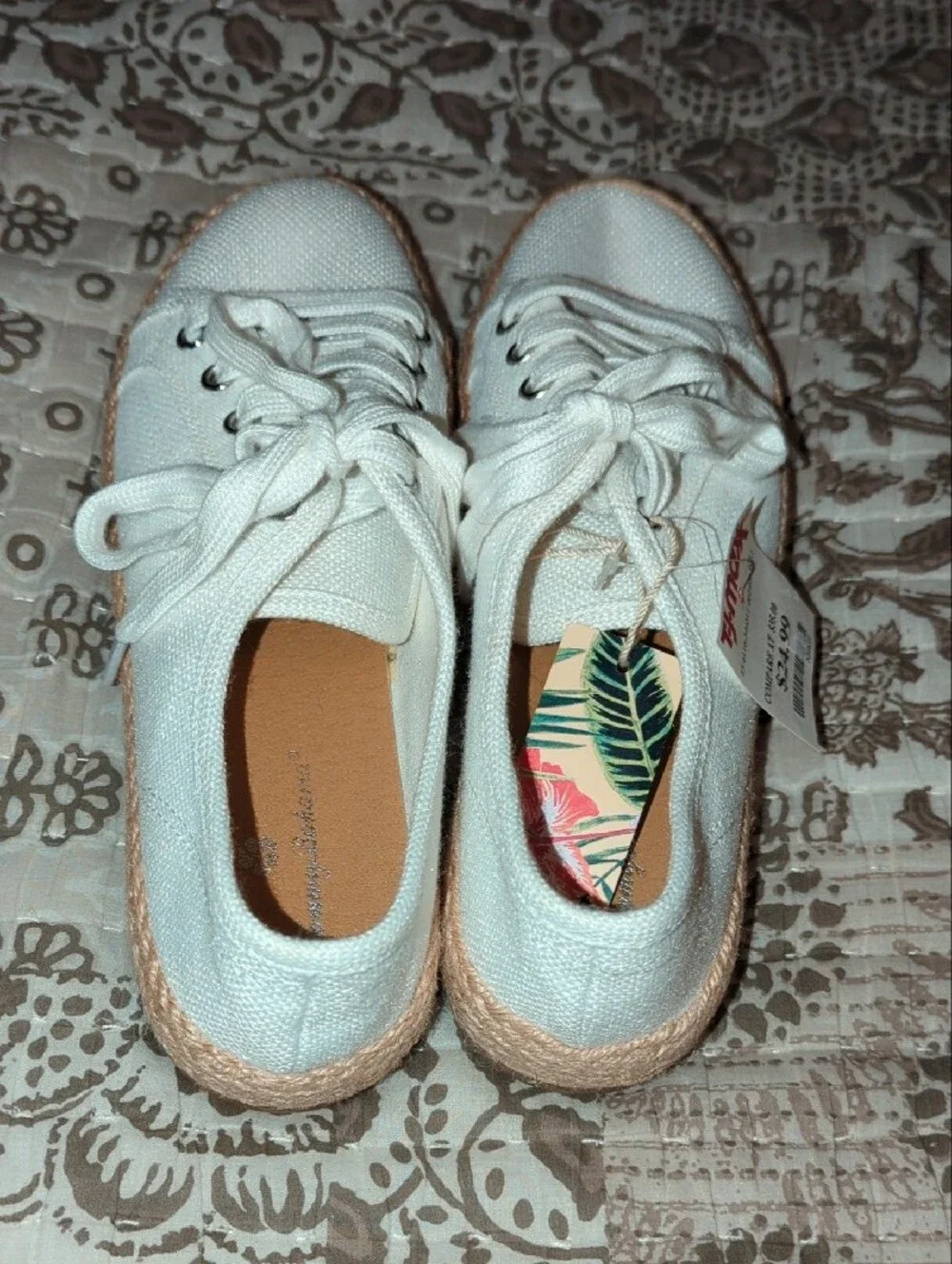 T.J.Maxx White Canvas Espadrille Sneakers with Jute Trim
